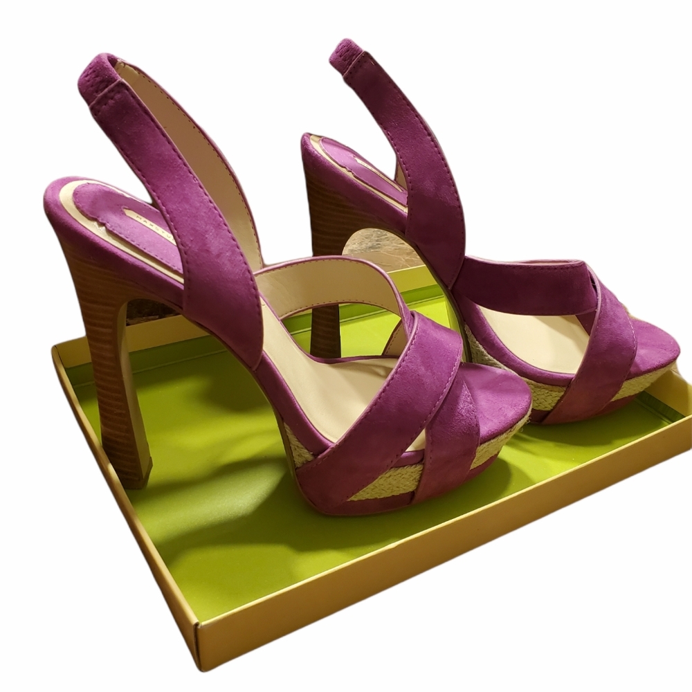 Max Studio Magenta Suede Heels